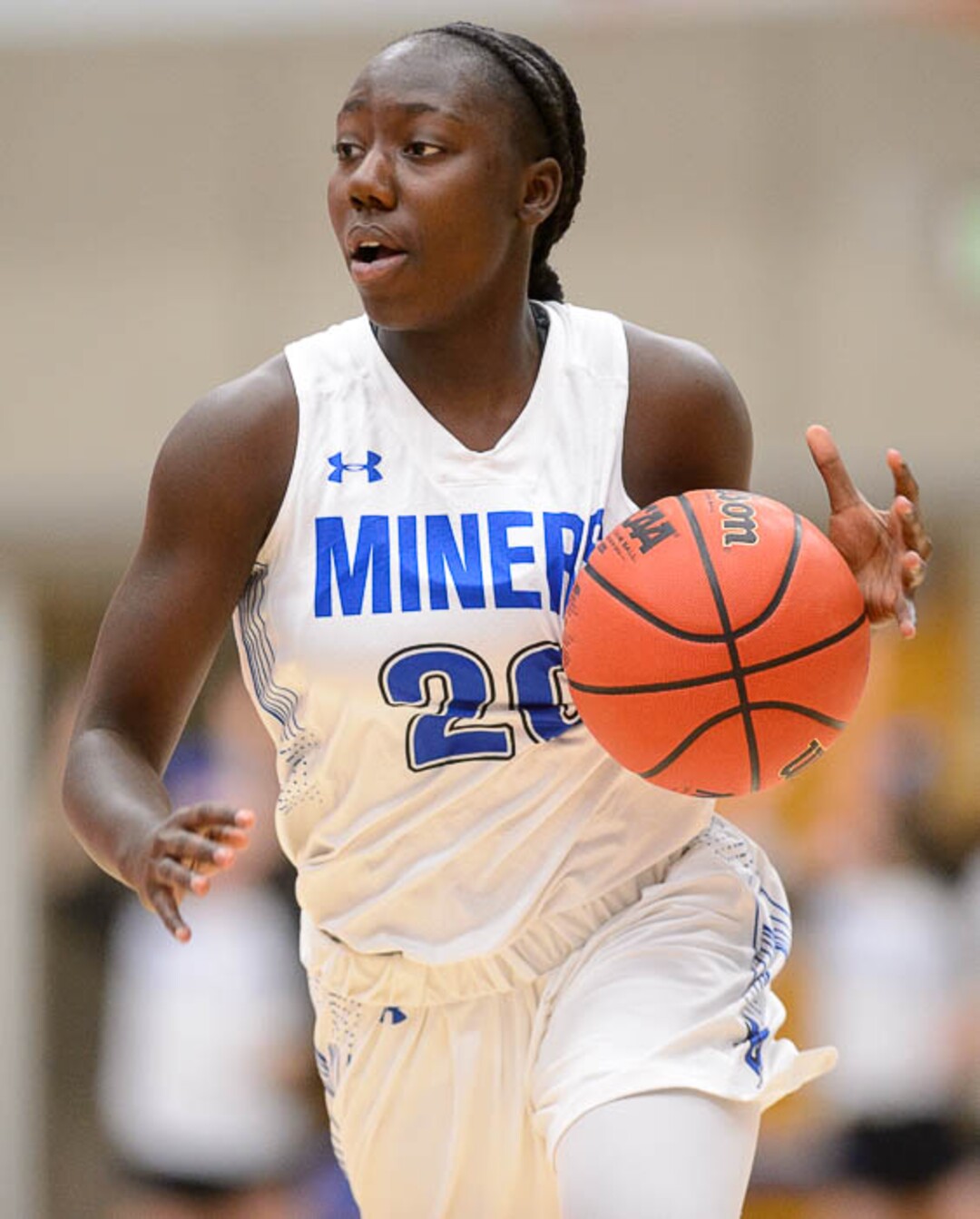 (Trent Nelson | The Salt Lake Tribune)  Bingham's Shanyce Makuei (20) as Bingham faces Northridge in the 6A High School Girls' Basketball Tournament at SLCC in Taylorsville, Thursday Feb. 22, 2018.