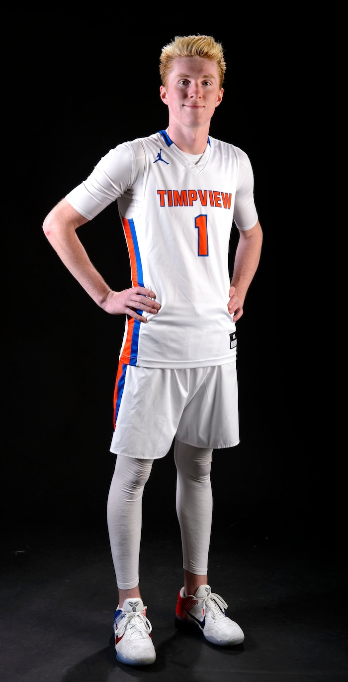 (Steve Griffin  |  The Salt Lake Tribune)  Prep basketball Hunter Erickson, Timpview, in the Salt Lake Tribune studio in Salt Lake City Tuesday April 10, 2018.