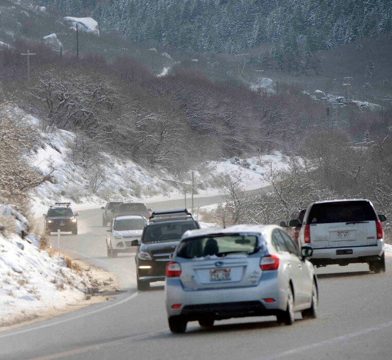 Al Hartmann | The Salt Lake Tribune
Traffic was brisk in Little Cottonwood Canyon Friday, Feb. 5, after an overnight storm dropped some snow at the resorts. Phase 2 of the Mountain Accord process is being launched. Its emphasis will be to deal with existing traffic problems in the two Cottonwood canyons.