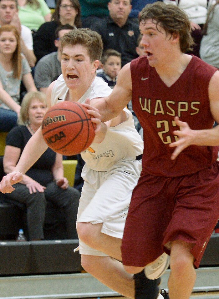 (Leah Hogsten  |  The Salt Lake Tribune) 23 23 Juab High School boys' basketball team defeated Summit Academy 61-58 during their 3A State tournament game in Heber  Saturday, Feb. 16, 2018.