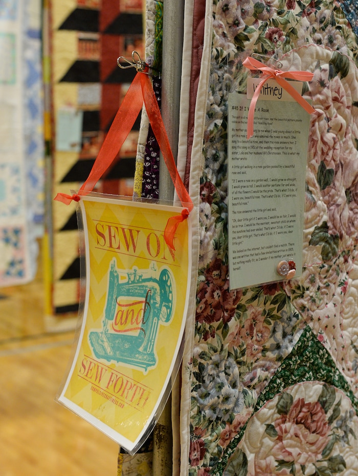 (Francisco Kjolseth  |  The Salt Lake Tribune)  Nacele Hart has made more than 100 quilts and numerous sewing projects over a 10-year period for her children, grandchildren and great-grandchildren. On Friday at a church in Orem her family put them on display with plans to hand them out Saturday to her loved ones. She's also currently battling cancer.