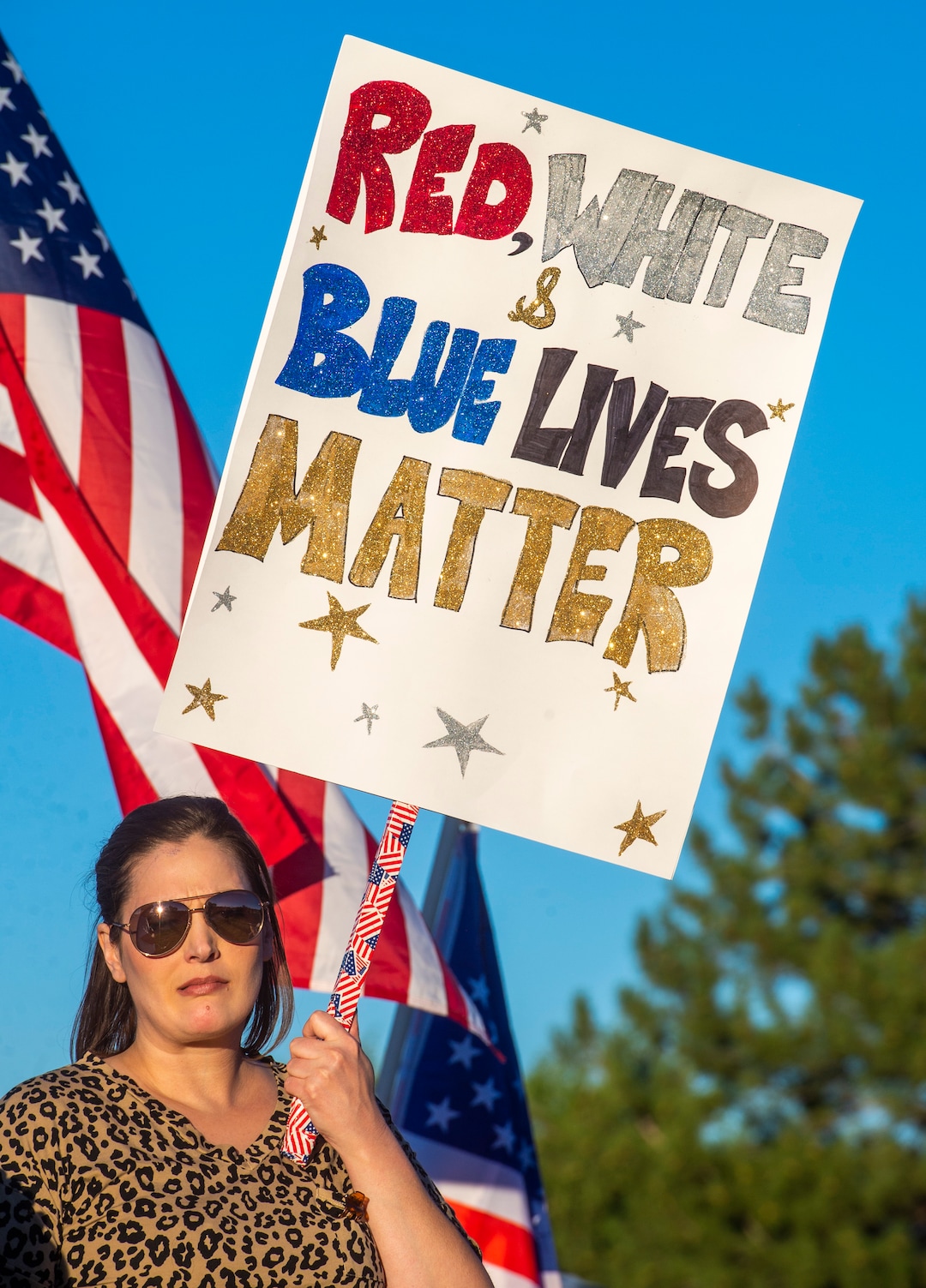 (Rick Egan  |  The Salt Lake Tribune)     Police supporters upset by a Pat Bagley cartoon, protest The Salt Lake Tribune in West Valley City, on Thursday, Sept. 3, 2020.