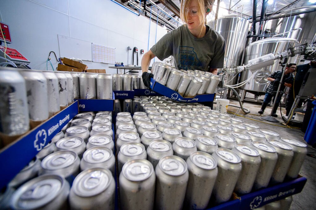 (Trent Nelson | The Salt Lake Tribune) Rachel Bell Belton at Kiitos Brewing, a one-year-old Utah brewery that makes "green" or environmentally responsible beer. Kiitos is the only brewery in the state with a High-Efficiency Brewing System or HEBS, that uses 40 percent less water and 15-20 percent less grain. Thursday July 26, 2018 in Salt Lake City.