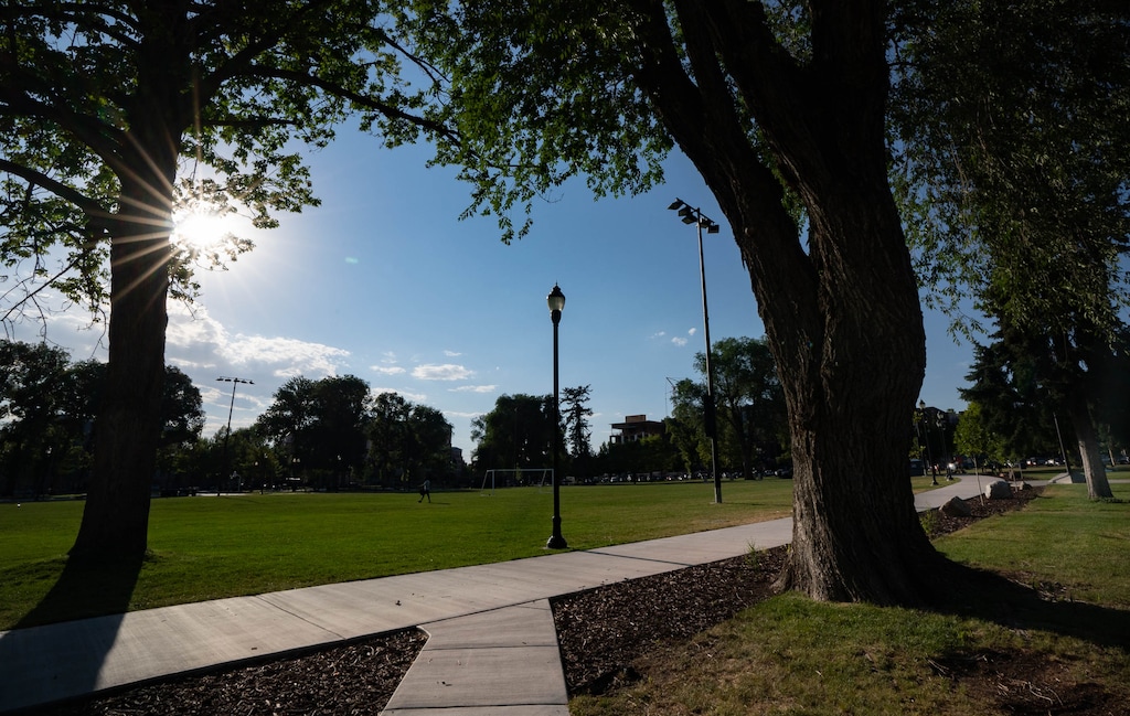(Francisco Kjolseth | The Salt Lake Tribune) The city is currently taking public input on how to incorporate more amenities and neighborhood attractions to Pioneer Park as the sun casts long shadows Wednesday, July 7, 2021.