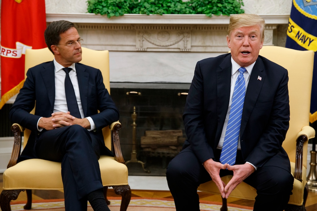 President Donald Trump speaks during a meeting with Dutch Prime Minister Mark Rutte in the Oval Office of the White House, Monday, July 2, 2018, in Washington. (AP Photo/Evan Vucci)