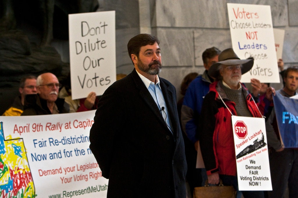(Chris Detrick | Tribune file photo) Rob Miller speaks during a rally at the Utah Capitol Saturday, April 9, 2011. The rally was organized to press state leaders for an independent, nonpartisan commission to create new districts, federally and locally.