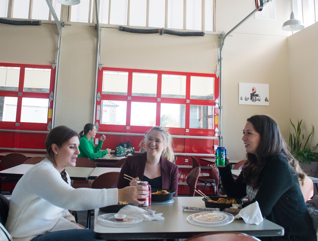(Rick Egan  |  The Salt Lake Tribune)       Guests inside at the Hub Food Truck Park in South Jordan, where food trucks park outside, but guests can eat inside, Monday, Nov. 12, 2018.