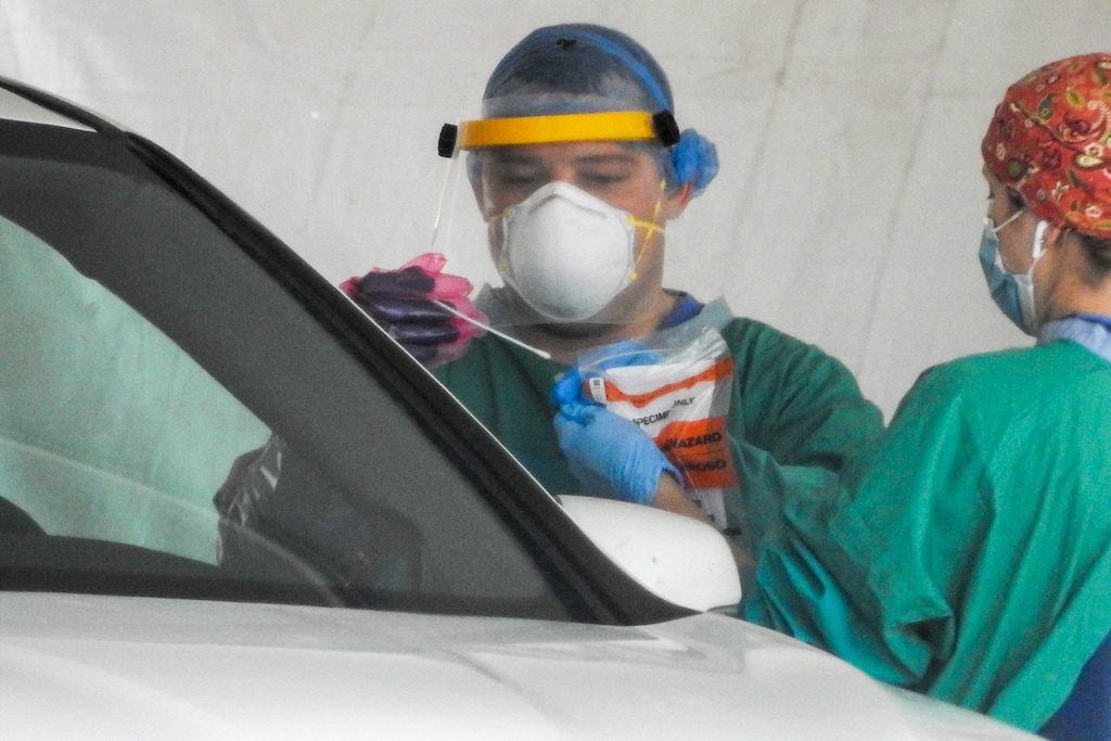 (Trent Nelson  |  Tribune file photo) COVID-19 testing at Timpanogos Regional Hospital in Orem on Friday, June 12, 2020.