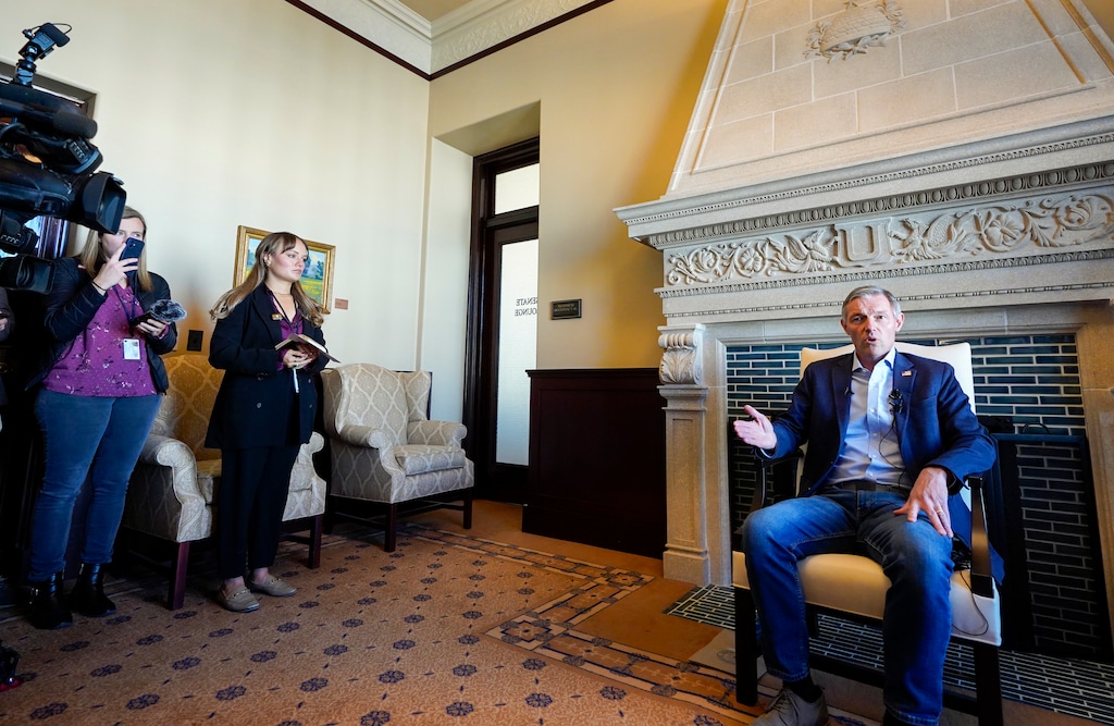 (Chris Samuels | The Salt Lake Tribune) U.S. Rep. Mike Kennedy, who has given up his paycheck during the shutdown, at the Capitol in Salt Lake City on Monday.