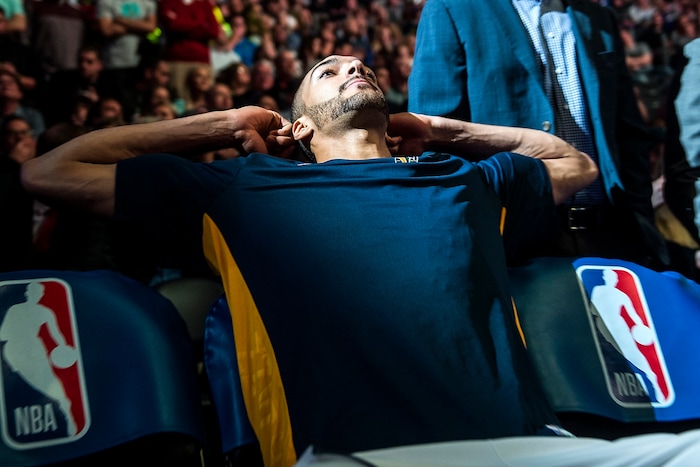 (Chris Detrick  |  The Salt Lake Tribune)  Utah Jazz center Rudy Gobert (27) before the game at Vivint Smart Home Arena Friday, January 19, 2018.  