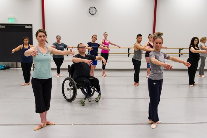 (Alex Gallivan  |  Special to the Tribune)  Adults learn basic techniques during the beginner's class at Ballet West Academy in Salt Lake City, Wednesday, Jan. 31.