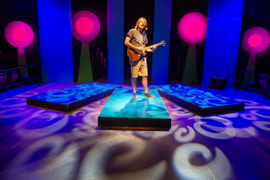(Rick Egan  |  The Salt Lake Tribune)  Spencer Hohl rehearses for the first Utah theater production since the COVID-19 lockdown, titled "The Corona Conundrum," at The Parker Theatre, Wednesday, May 13, 2020.