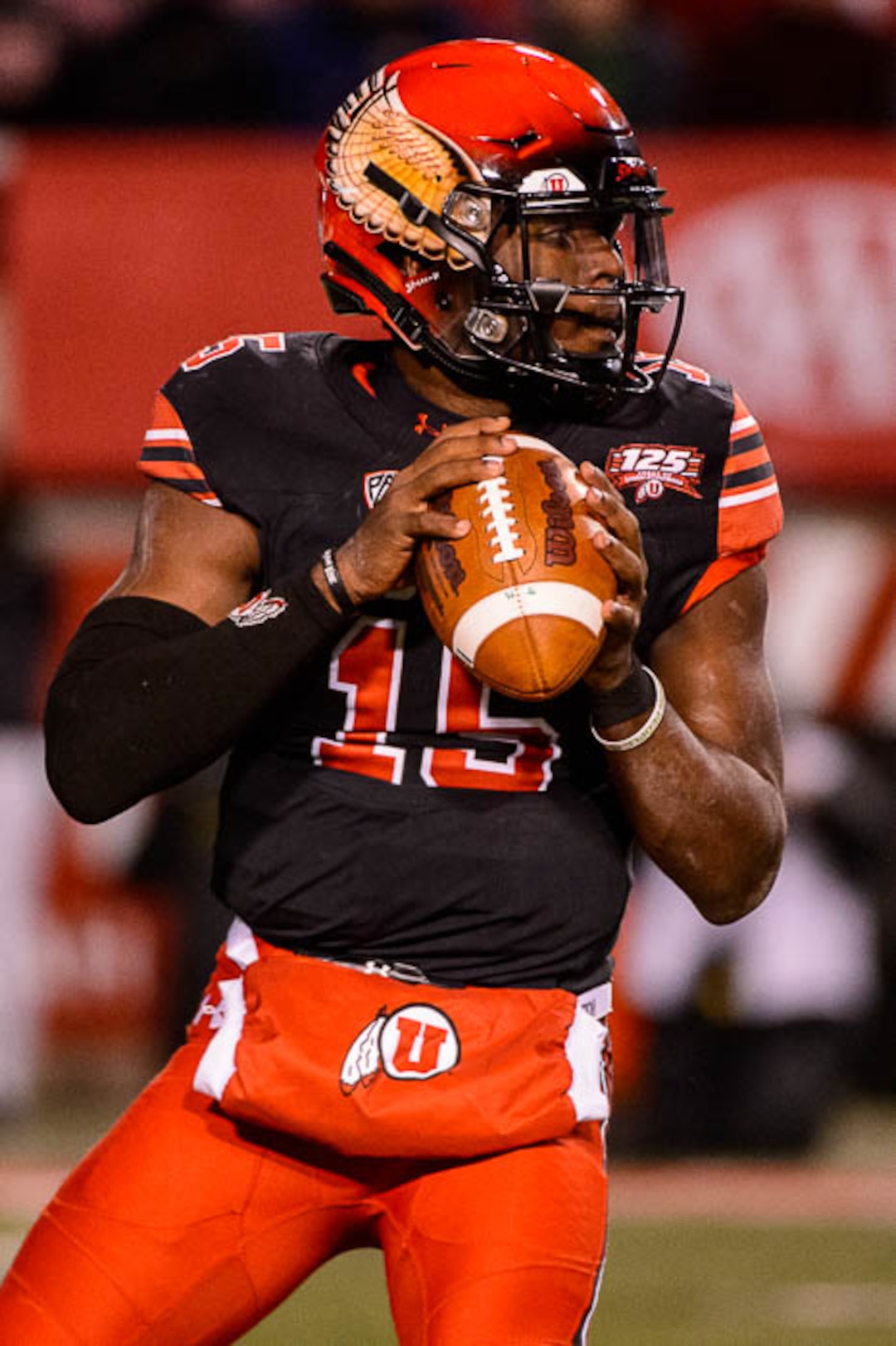 (Trent Nelson | The Salt Lake Tribune)  Utah Utes quarterback Jason Shelley (15). Utah Utes host the Oregon Ducks, NCAA football at Rice-Eccles Stadium in Salt Lake City on Saturday Nov. 10, 2018.