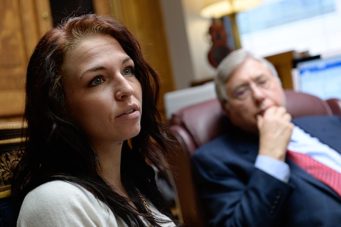 (Francisco Kjolseth | The Salt Lake Tribune) Kiersten Pyke, 26, is joined by her attorney Bob Sykes on Monday, May 7, 2018, in Salt Lake City to talk about their filed case in state court involving serious sexual abuse against actor Tom Sizemore. In 2003, when Kiersten was an 11-year-old child actress, she was costarring in a movie filmed in Utah where Sizemore played her father. While she was on the set during scenes, Sizemore allegedly abused the young girl.