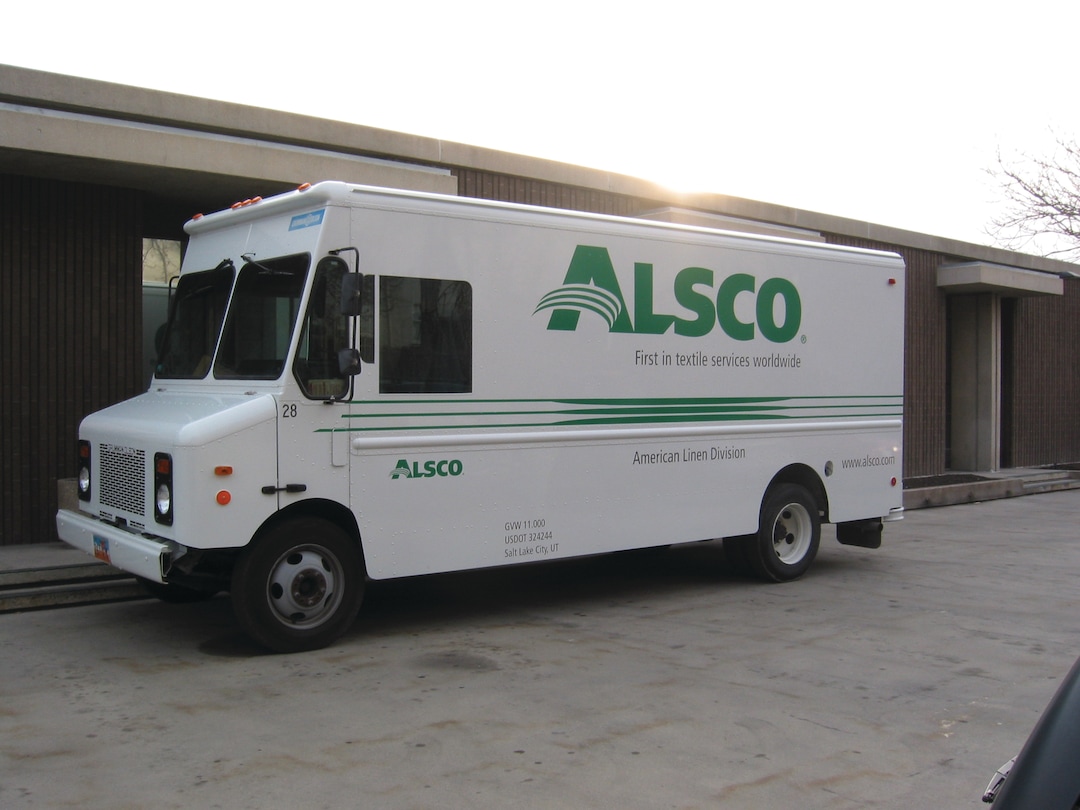 These days, a sleek white truck with the company's name and logo emblazoned on the side in big green letters is the means by which Alsco collects and delivers most linens and uniform products to 350,000 customers worldwide.