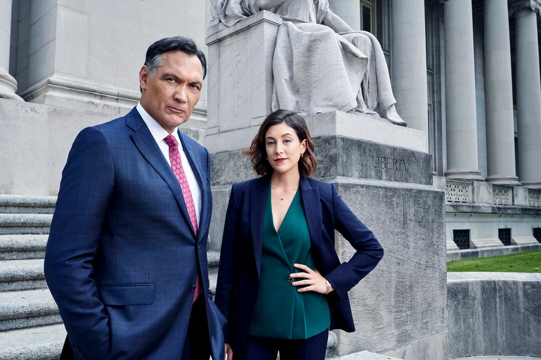 (Photo courtesy of Paul Gilmore | NBC) Jimmy Smits and Caitlin McGee star in “Bluff City Law.”