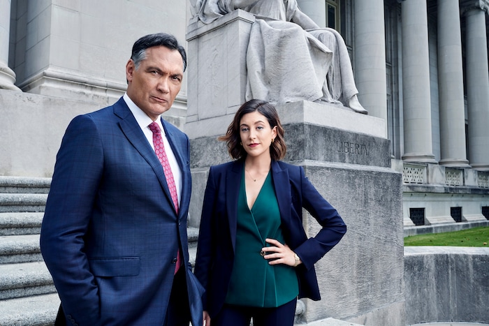 (Photo courtesy of Paul Gilmore | NBC) Jimmy Smits and Caitlin McGee star in “Bluff City Law.”