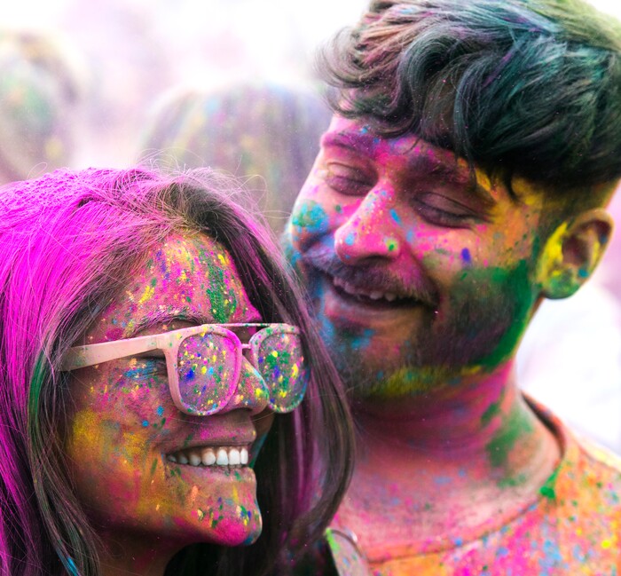 (Rick Egan  |  The Salt Lake Tribune)       Gaurav Aggarwal and Sofina Jain, traveled from Los Angeles for the  22nd annual Holi Festival of Colors at the Sri Sri Radha Krishna Temple in Spanish Fork, Saturday, March 24, 2018.  