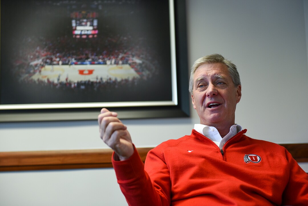 (Francisco Kjolseth  |  The Salt Lake Tribune)  Telling stories, University of Utah athletic director Chris Hill reflects on his time at the U as he approaches his 30th work anniversary.