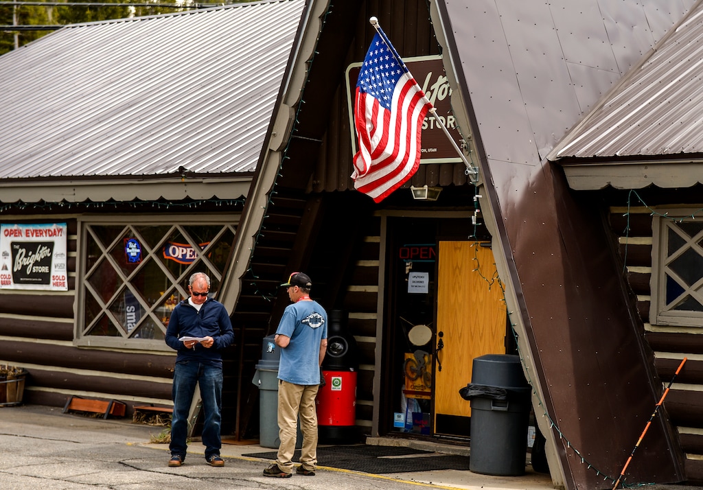 (Leah Hogsten  |  The Salt Lake Tribune) "It's kind of a weird situation up here right now," said Brighton Store co-manager Todd Nerney, right, of the town's politics. Nerney, who bought a home in Brighton in 2003, has worked there more 24 years. The soon-to-incorporate town of Brighton has a population of just 260 and 12 townsfolk are running either for mayor or the new town council.