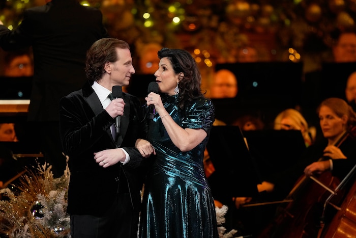 (Francisco Kjolseth | The Salt Lake Tribune) The Tabernacle Choir at Temple Square holds its annual Christmas Concert with special guests Stephanie J. Block and Sebastian Arcelus on Thursday, Dec. 11, 2025,