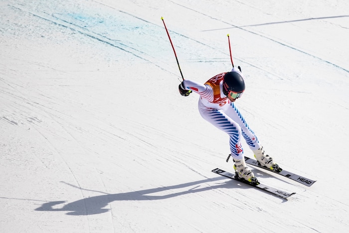 (Chris Detrick  |  The Salt Lake Tribune) Park City's Ted Ligety competes in the Men's Giant Slalom Run 2 during the Pyeongchang 2018 Winter Olympics Sunday, Feb. 18, 2018. Ligety finished in 15th place with a combined time of 2:21.25.