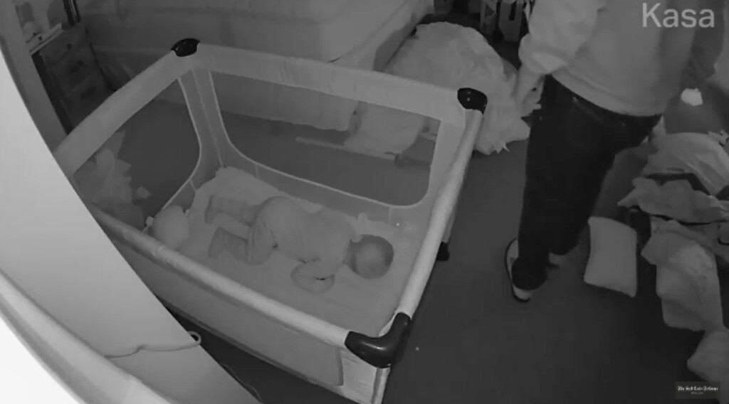 (Layton Police) A camera monitoring a sleeping infant captured footage of a man who broke into a Layton home, walked between the baby and his sleeping mother and exposed himself.