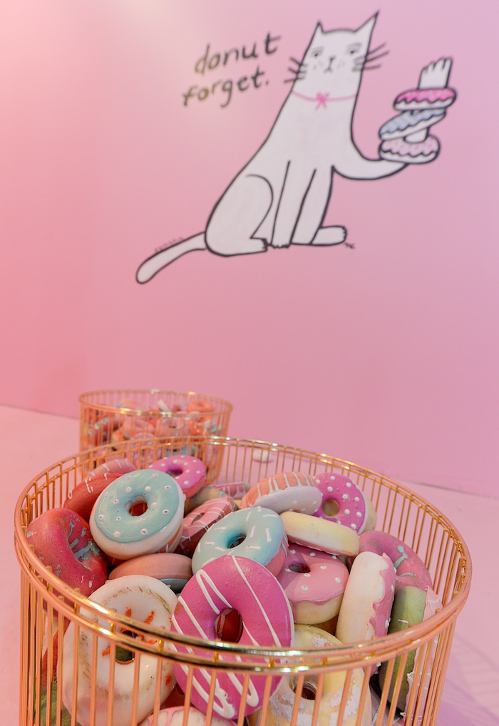 (Francisco Kjolseth  |  The Salt Lake Tribune)  Plastic props in the donut room at Hall of Breakfast, a quirky new art exhibit that celebrates the first meal of the day. Each room of the exhibit celebrates a favorite breakfast food from eggs and bacon to cereal and coffee.
