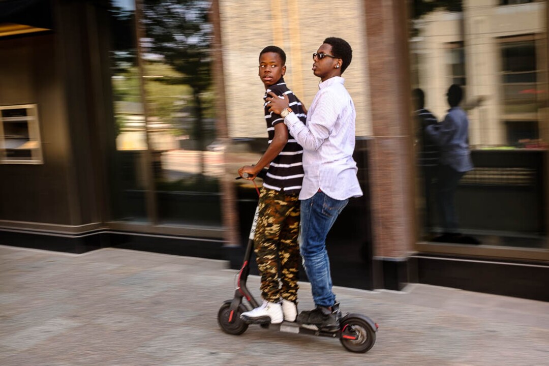 (Trent Nelson | The Salt Lake Tribune)  
Scooters have become a common sight in downtown Salt Lake City, Monday Sept. 10, 2018.