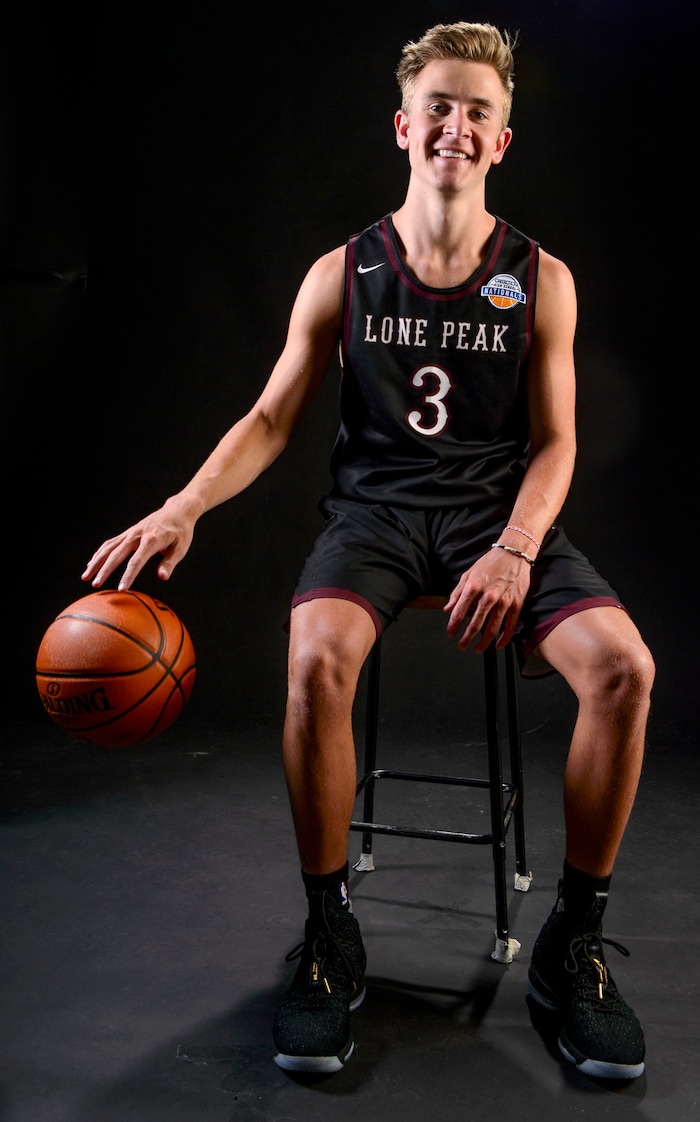 (Steve Griffin  |  The Salt Lake Tribune)  Prep basketball Steven Ashworth, Lone Peak, in the Salt Lake Tribune studio in Salt Lake City Tuesday April 10, 2018.
