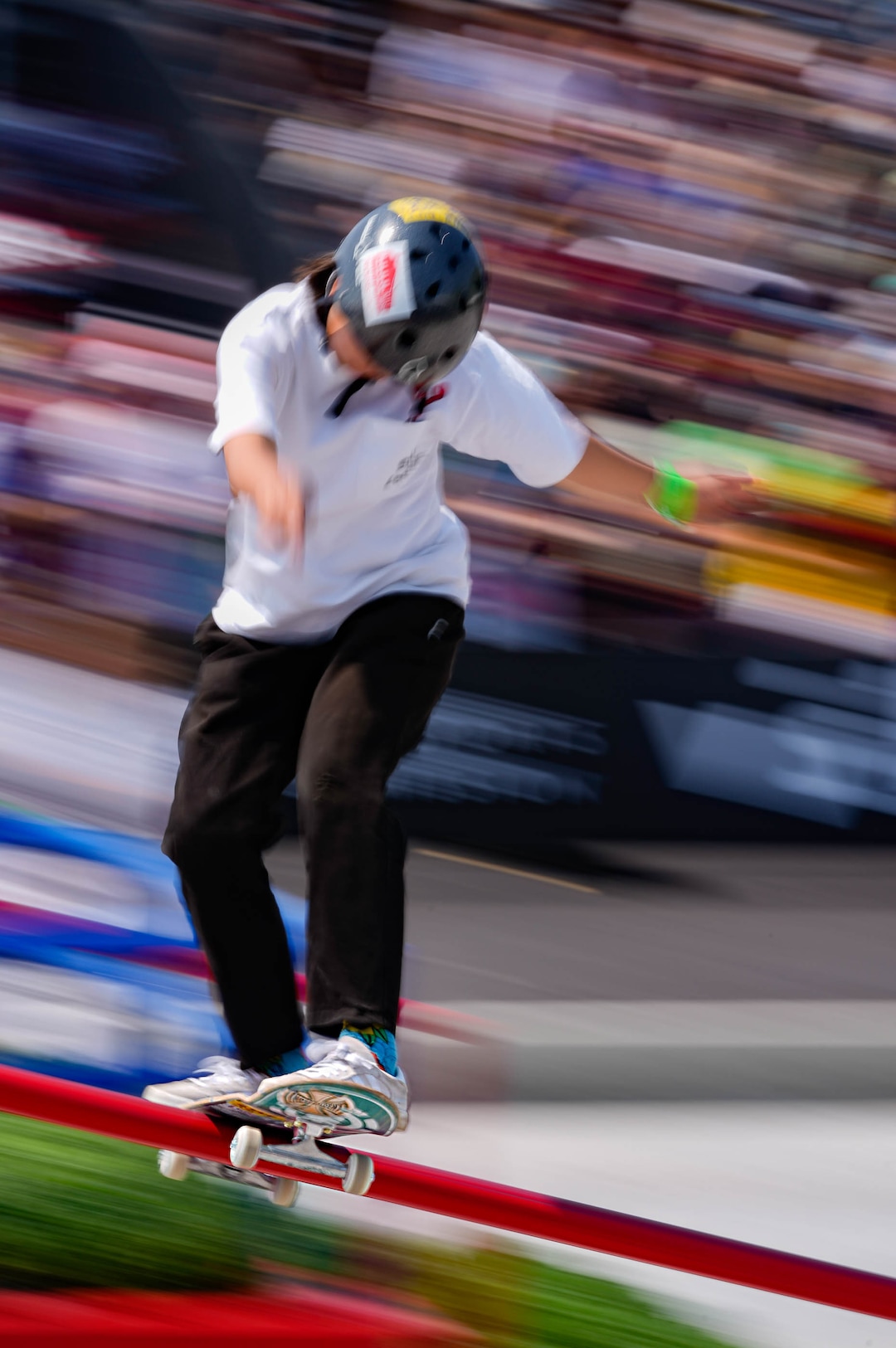 (Francisco Kjolseth | The Salt Lake Tribune) Momiji Nishiya of Japan who won the gold medal during the Tokyo Games, competes in Street League Skateboarding Championship Tour at the Utah State Fairpark in Salt Lake City on Saturday, Aug. 28, 2021. Now in its 11th year, the sport’s premier competition series includes more of the world’s best skaters than ever before, with the tour roster featuring 47 athletes hailing from 11 countries, including 21 Olympians and multiple X Games medalists.