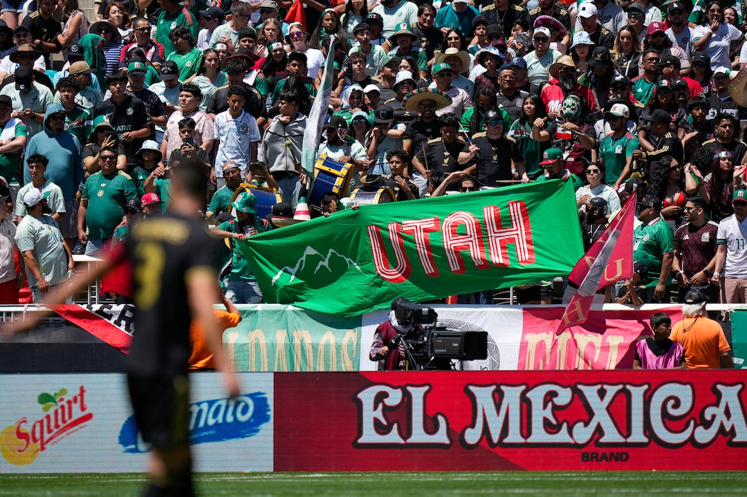 (Francisco Kjolseth  | The Salt Lake Tribune) Fans numbering 41,508 cheer as the Mexico Men’s National Team takes on Switzerland in a MexTour match at Rice-Eccles Stadium on Saturday, June 7, 2025.