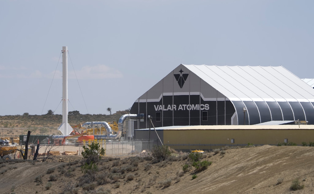 (Bethany Baker  |  The Salt Lake Tribune) Valar Atomics branding is seen on a building inside the San Rafael Energy Research Center in Orangeville on Friday, May 15, 2026.