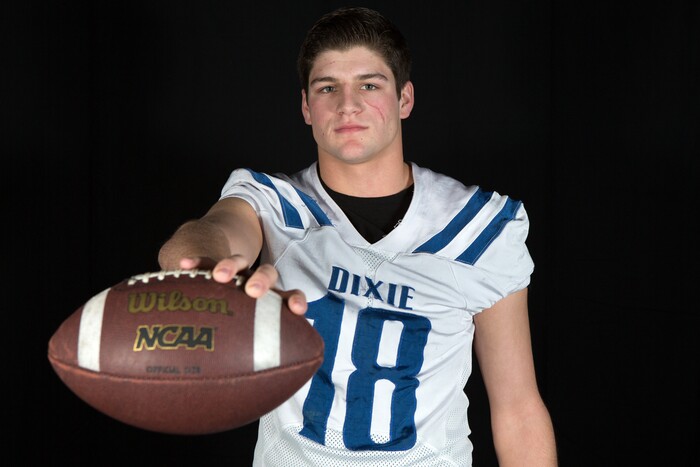 (Jud Burkett  |  for The Salt Lake Tribune) Dixie High School's Tyson Fisher poses for a portrait St. George, Saturday, Dec. 16, 2017.