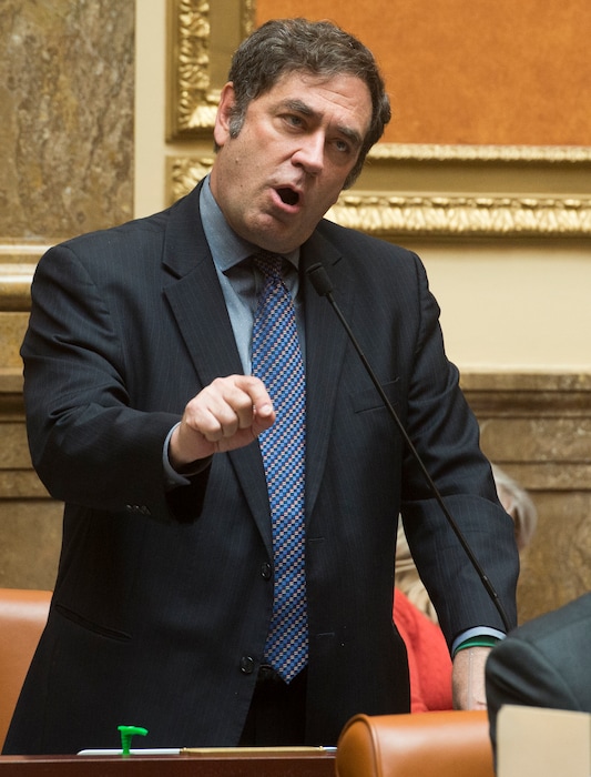 (Rick Egan  |  The Salt Lake Tribune)     Rep. Brian King makes a comment about the Sex Education bill, HB 286, in the house of representatives,  Thursday, March 1, 2018.