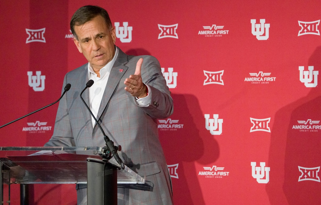 (Bethany Baker | The Salt Lake Tribune) University of Utah Athletic Director Mark Harlan has concerns about Monday's ruling that would allow Texas Tech quarterback Brendan Sorsby to play this season.