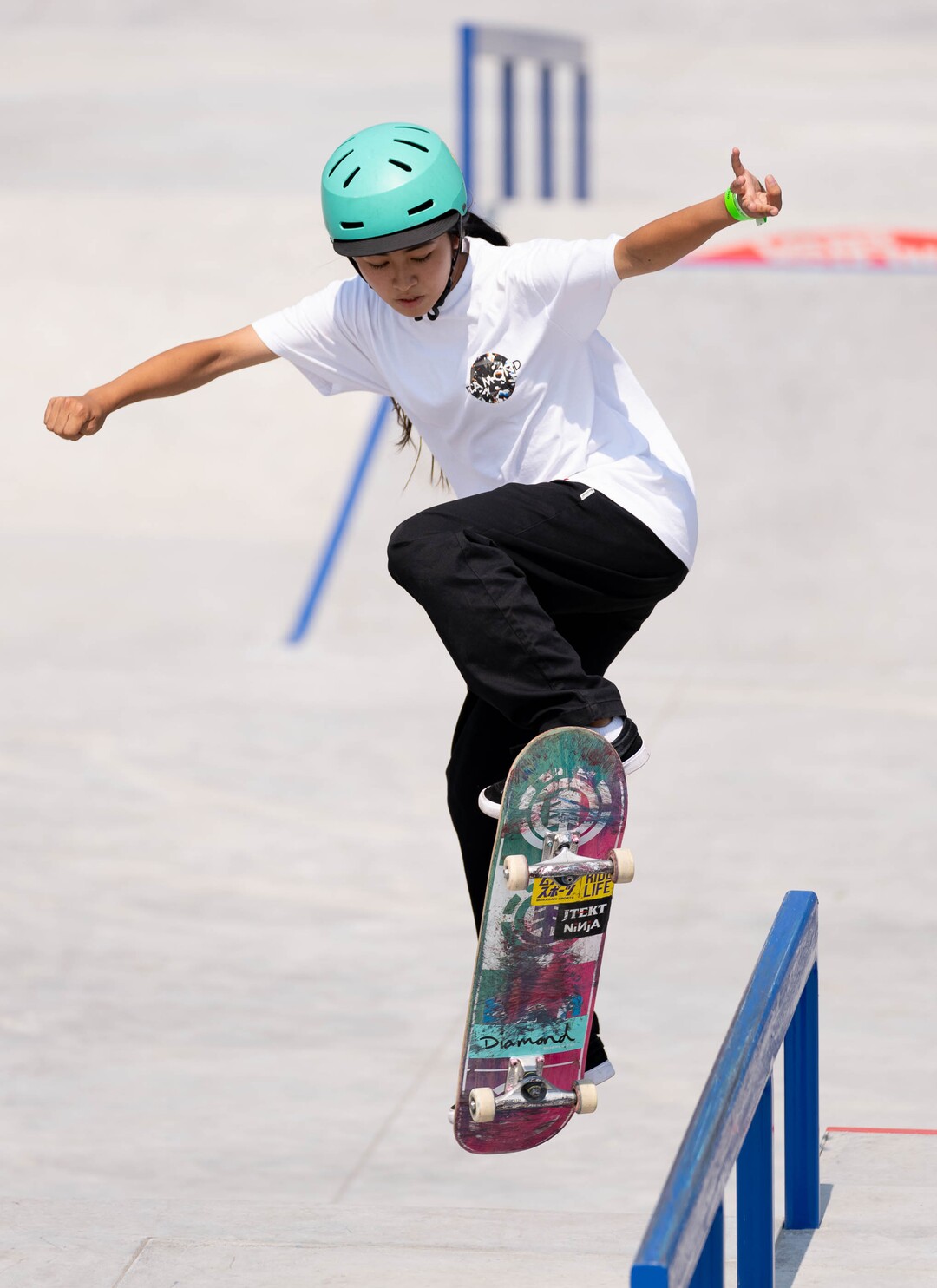 (Francisco Kjolseth | The Salt Lake Tribune) Funa Nakayama of Japan who won the bronze medal during the Tokyo Games, competes in Street League Skateboarding Championship Tour at the Utah State Fairpark in Salt Lake City on Saturday, Aug. 28, 2021. Now in its 11th year, the sport’s premier competition series includes more of the world’s best skaters than ever before, with the tour roster featuring 47 athletes hailing from 11 countries, including 21 Olympians and multiple X Games medalists.