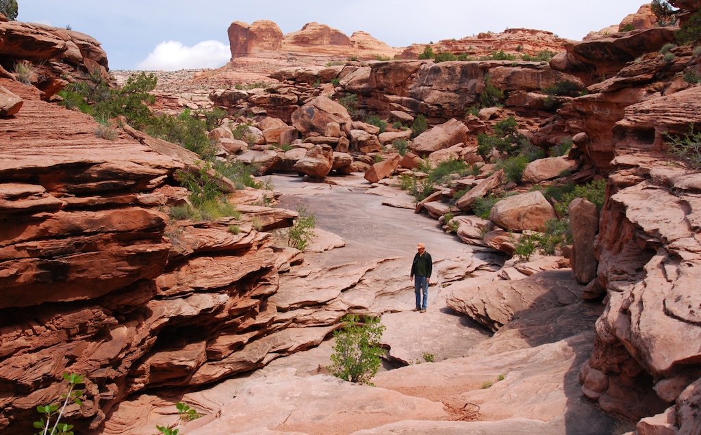 (Ray Bloxham | Southern Utah Wilderness Alliance) Goldbar Canyon outside Moab is among the places Grand County officials would like to see motorized access restricted under a travel plan the BLM is developing for the Labyrinth Rims/Gemini Bridges area—one of 11 in the pipeline for Utah’s public lands.