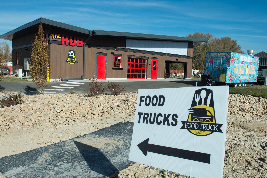 (Rick Egan  |  The Salt Lake Tribune)       The Hub Food Truck Park in South Jordan, where food trucks park outside, but guests can eat inside, Monday, Nov. 12, 2018.