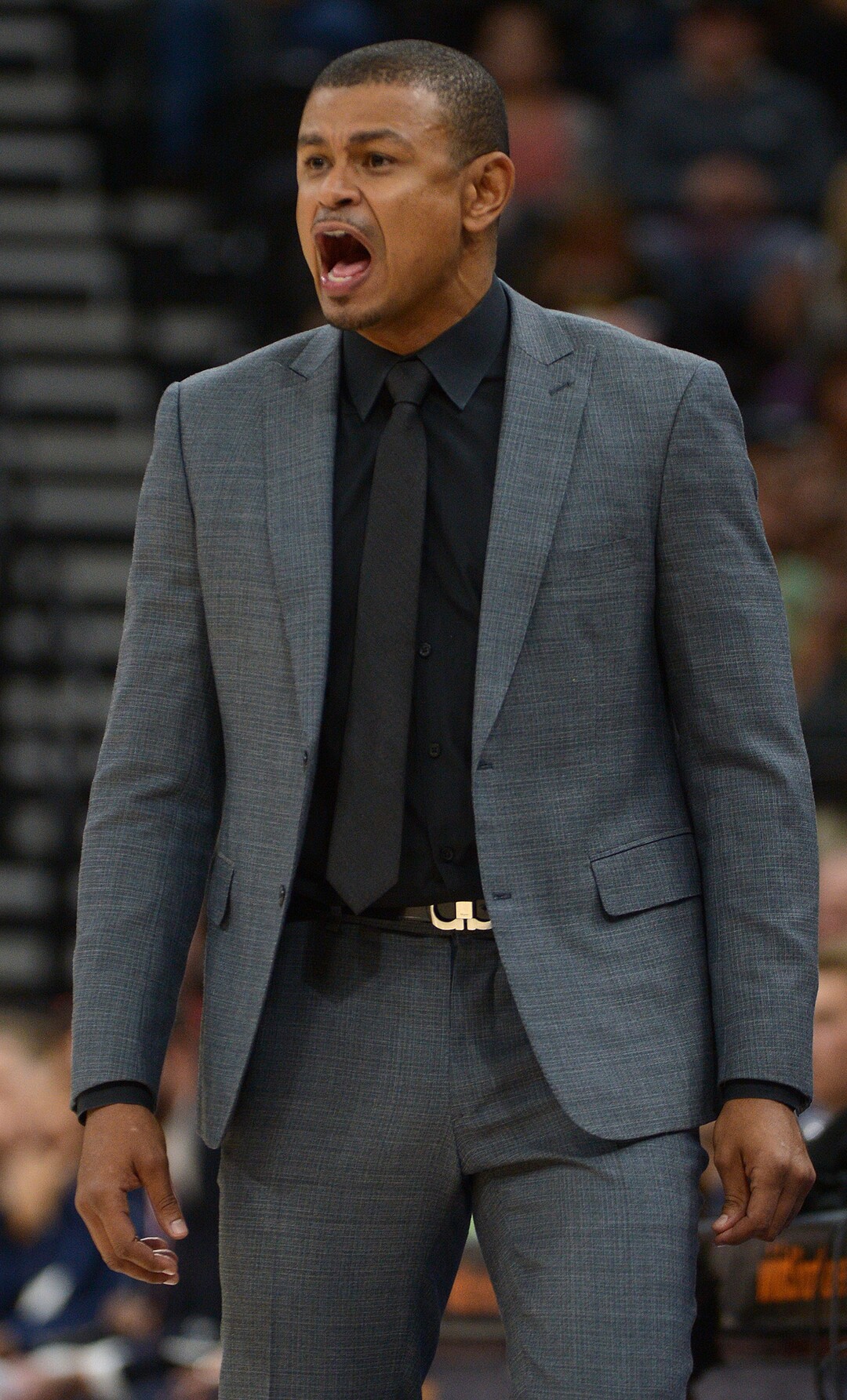 (Leah Hogsten  |  The Salt Lake Tribune)  Phoenix Suns head coach and former Utah Jazz player Earl Watson directs players during the first half.  The Utah Jazz defeated the Phoenix Suns 112-101 during preseason NBA basketball at Vivint Smart Home Arena in Salt Lake City, October 6, 2017.