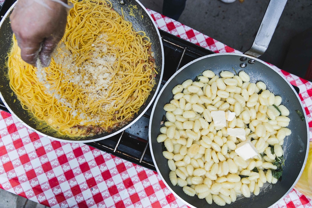 (Italian American Civic League of Utah) Cooking pasta and gnocchi are among the delights at Festa Italiana, held Sept. 17-18, 2022, at The Gateway in downtown Salt Lake City.