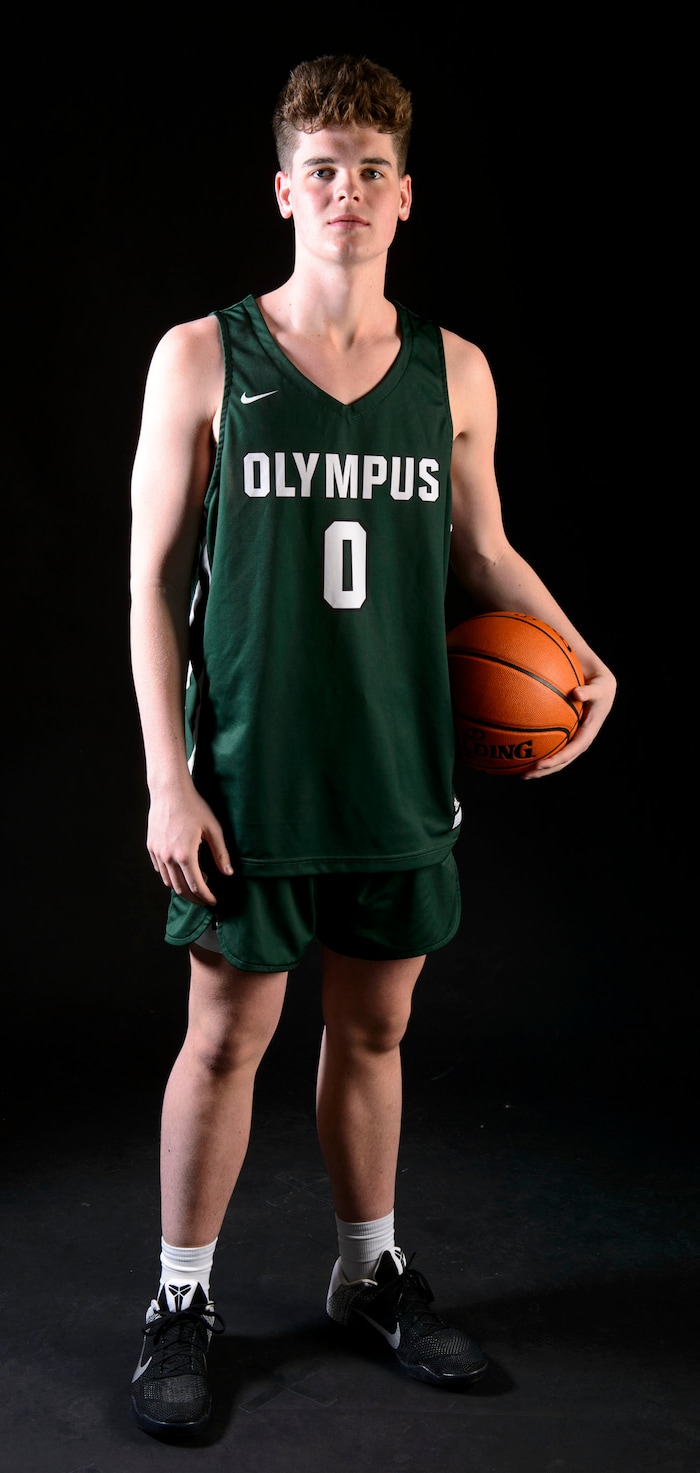 (Steve Griffin  |  The Salt Lake Tribune)  Prep basketball Jeremy DowDell, Olympus, in the Salt Lake Tribune studio in Salt Lake City Tuesday April 10, 2018.