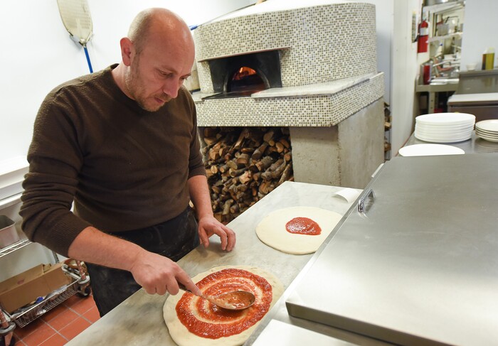 (Francisco Kjolseth | The Salt Lake Tribune) Chef Guliani Luca prepares a Margherita Pizza at Terra Mia Italian restaurant in Draper, a sister restaurant to Terra Mia in Orem.