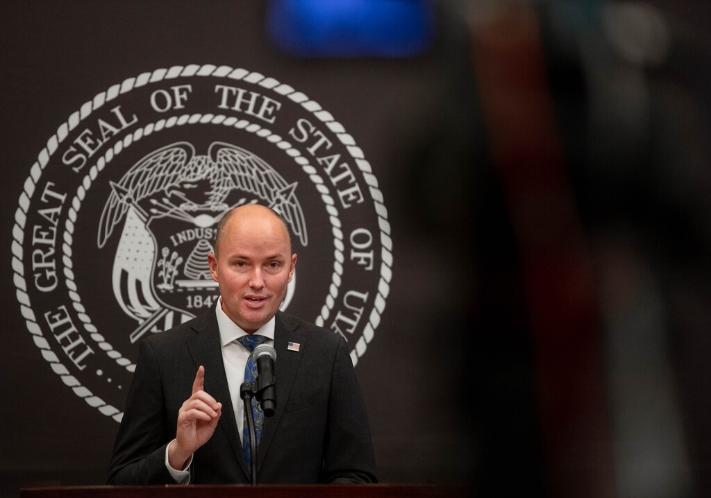 (Francisco Kjolseth  | The Salt Lake Tribune) Gov. Spencer Cox speaks at a news conference in Salt Lake City on Thursday, Feb. 25, 2021.