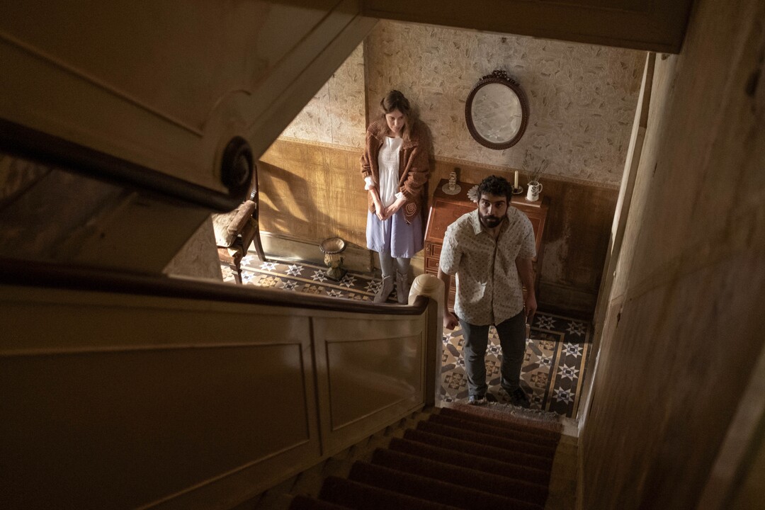 (Nick Wall  |  courtesy of Sundance Institute) Carla Juri and Alec Secareanu appear in "Amulet," written and directed by Romola Garai, an official selection of the Midnight program at the 2020 Sundance Film Festival.