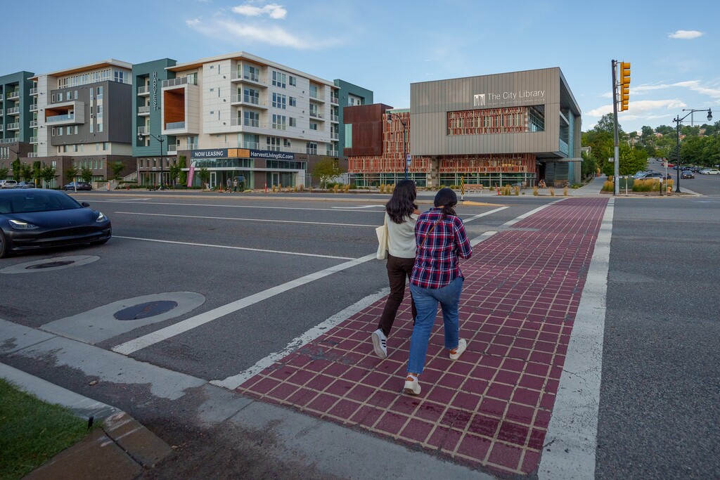 (Trent Nelson | The Salt Lake Tribune) Salt Lake City Public Library's Marmalade Branch on Wednesday, Aug. 23, 2023. With the library in place, more businesses opening, and more pedestrian-friendly street crossings, Marmalade is becoming a destination in its own right.