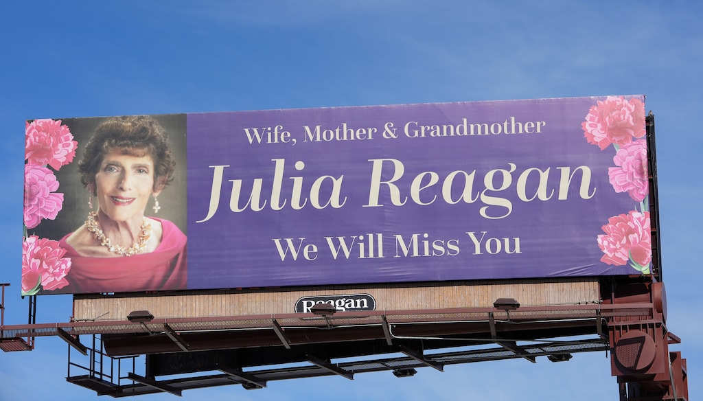 (Chris Samuels | The Salt Lake Tribune) A billboard honoring Julia Reagan his seen in Taylorsville, Monday, Feb. 24, 2025. Reagan Outdoor Advertising will begin taking the signs down next week, to be fully removed by July 15.
