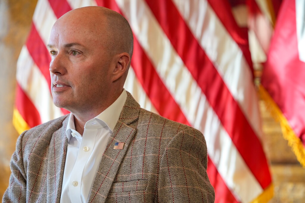 (Chris Samuels | The Salt Lake Tribune) Gov. Spencer Cox speaks during an interview to The Salt Lake Tribune at the Capitol in Salt Lake City, Tuesday, Jan. 21, 2025.