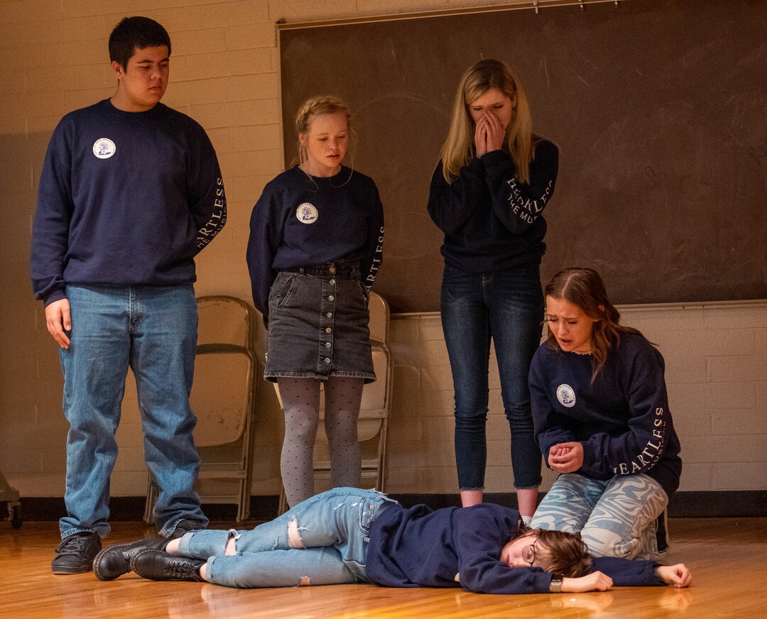 (Rick Egan | The Salt Lake Tribune)  Olympus high school students run through a rehearsal for a musical based on the young adult fantasy book, "Heartless," on Friday, April 1, 2022.