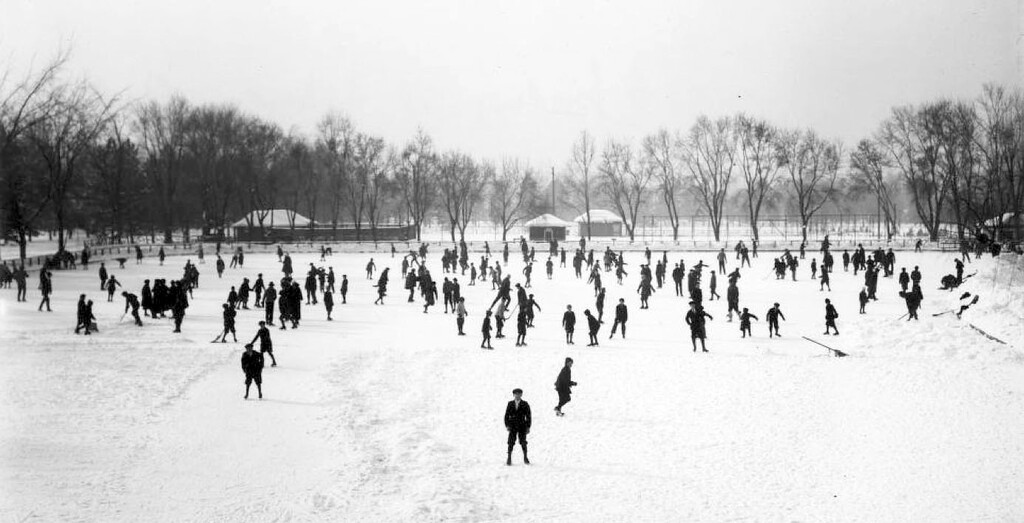 Courtesy  |  Utah State Historical SocietyIce skating at the Liberty Park pond in 1917.